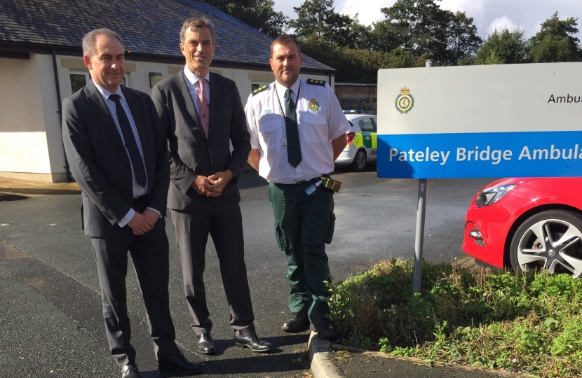 Julian Smith MP and Rod Barnes at Pateley Bridge ambulance station