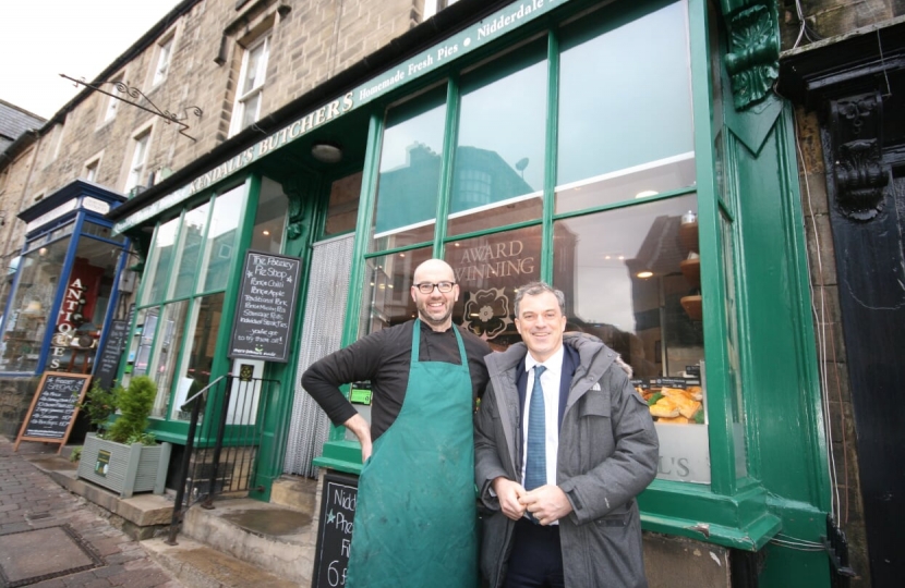 With Paul Kendall outside Kendalls Farm Butchers