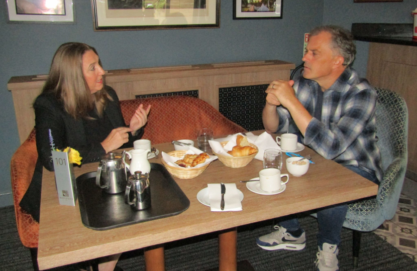 Julian meeting with Head of Weddings at the Coniston Hotel, Katie Flanagan.