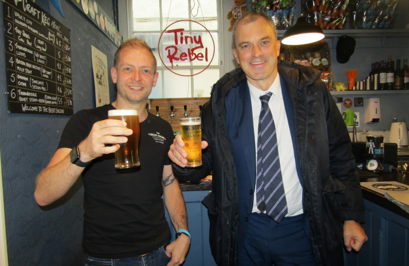 Julian meeting Adam Davies at The Beer Engine, Skipton