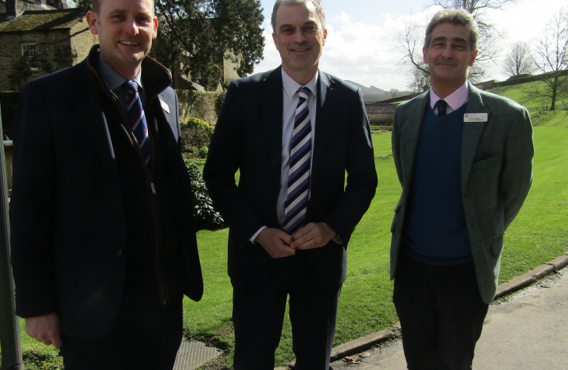 Julian at Giggleswick school with the Headmaster and Bursar