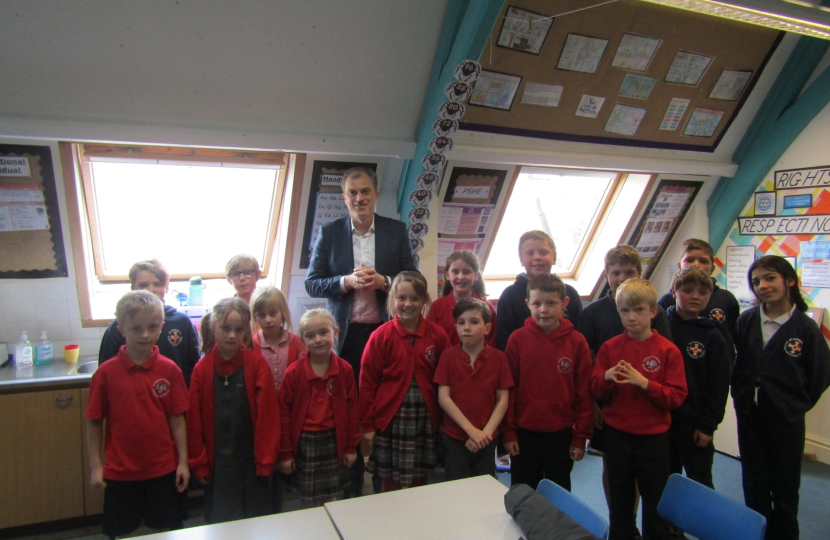 Julian visiting Glasshouses Community Primary School