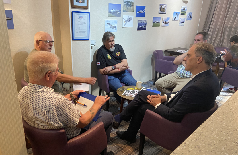 Julian with veterans at the RAF club on Kirkgate, Ripon