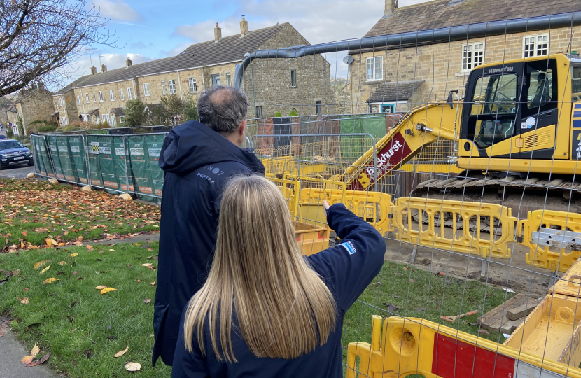 Julian Smith MP reviewing works with Yorkshire Water