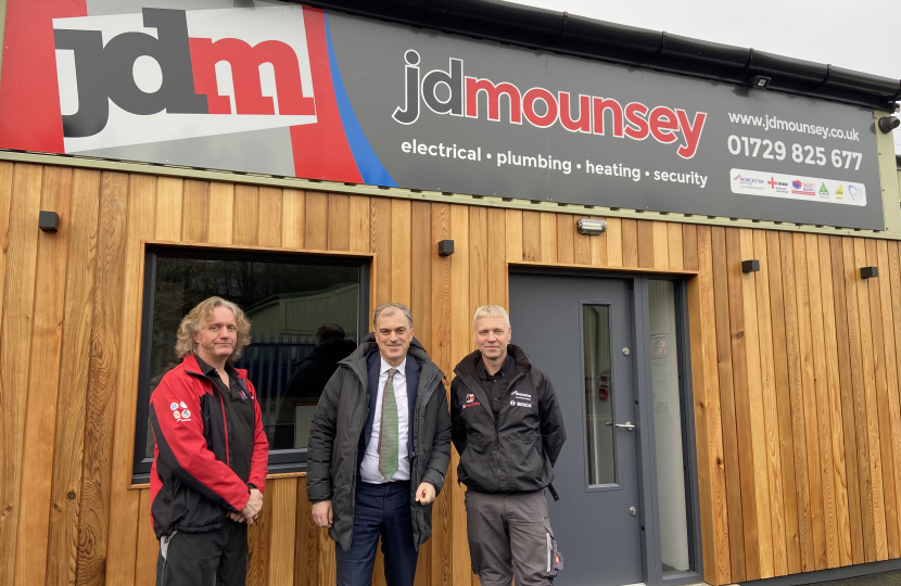 Julian Smith MP with Cllr David Staveley (left) and Jonathan Mounsey (right)