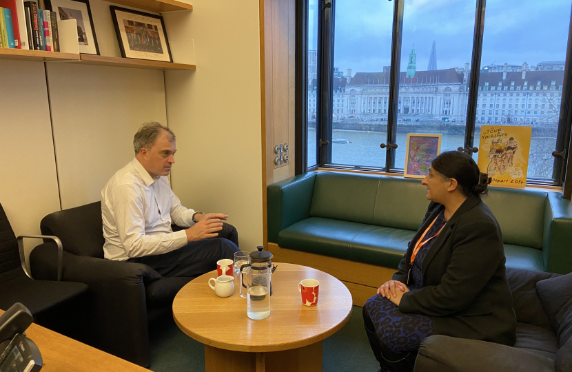 Julian Smith MP speaking with Anita Lall, Principal and CEO of Craven College