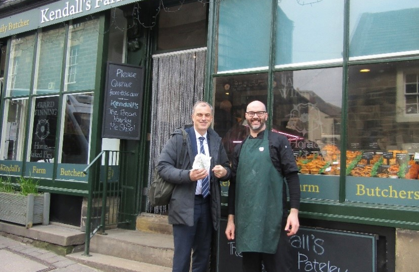 Julian outside Kendall's Butchers