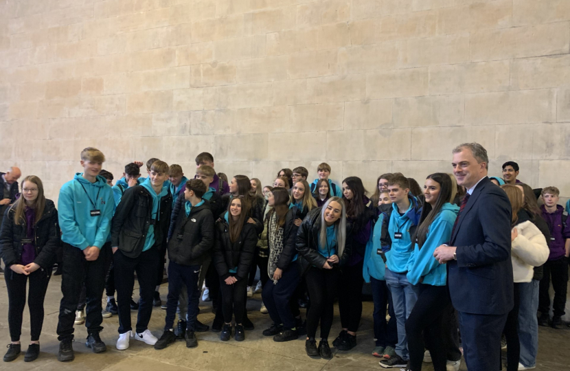 Nidderdale High School students meet Julian in Parliament