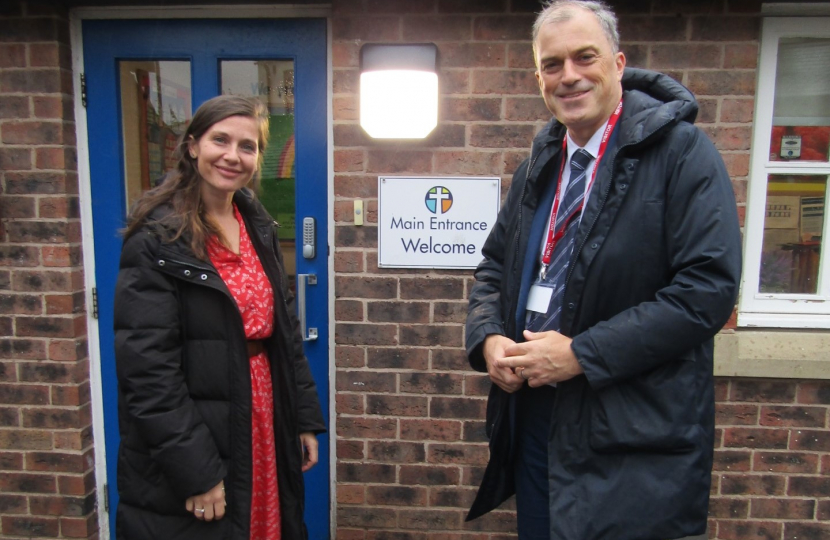 Julian visiting Sharow CofE Primary School