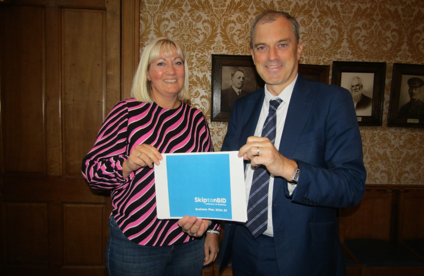 Julian meeting Manager of Skipton Business Improvement District, Sarah Howson