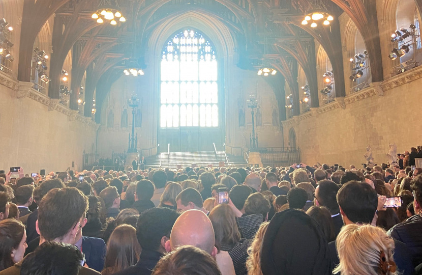 People waiting in Westminster Hall to hear President Zelenskyy