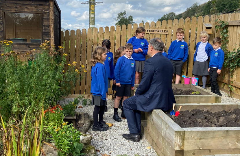 Julian with pupils in Carradice garden