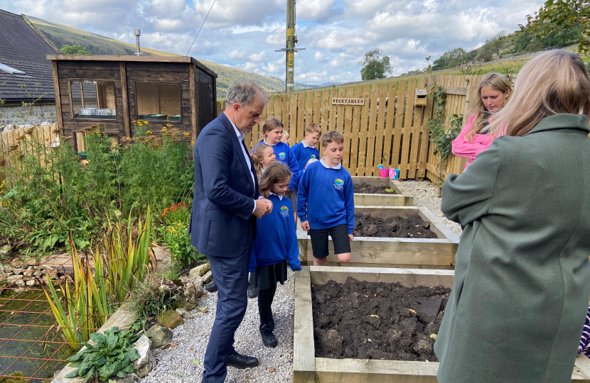 Julian with pupils in Carradice garden