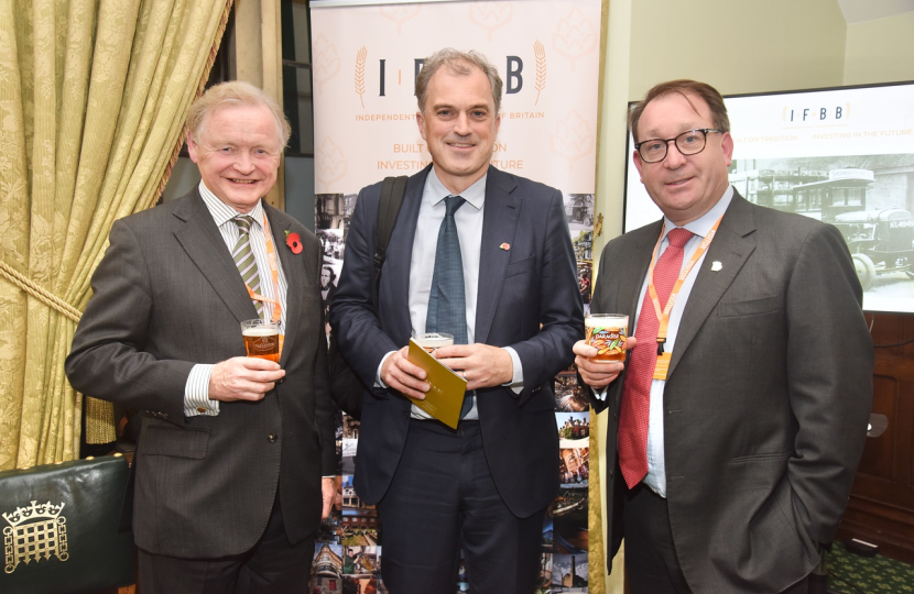 Julian Smith MP with with Simon Theakston of Theakston Brewery and Rick Bailey of Thwaites Brewery