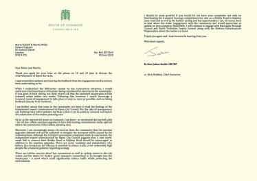 Julian Smith MP letter to Homes England