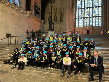 Julian Smith MP with Glusburn Primary School pupils in Westminster Hall