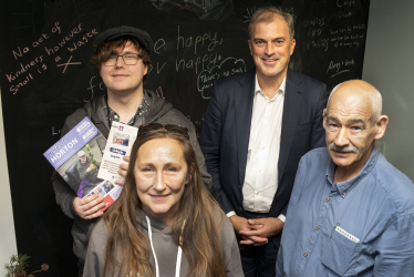 Julian with Lucas Lis (top left) a former resident (bottom left) and a volunteer (bottom right)