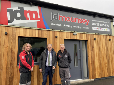 Julian Smith MP with Cllr David Staveley (left) and Jonathan Mounsey (right)