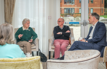 Julian Smith MP with residents at the Red House, Ripon.