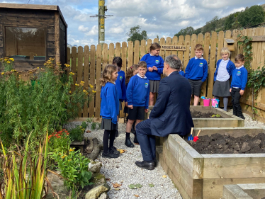 Julian with pupils in Carradice garden