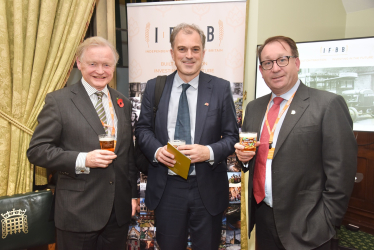 Julian Smith MP with with Simon Theakston of Theakston Brewery and Rick Bailey of Thwaites Brewery